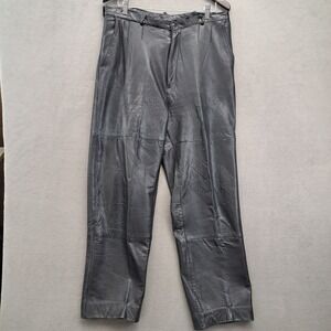 SAXONY Mens Black Leather Pants Trousers Waist 34 Inseam 31 Lined 34x31